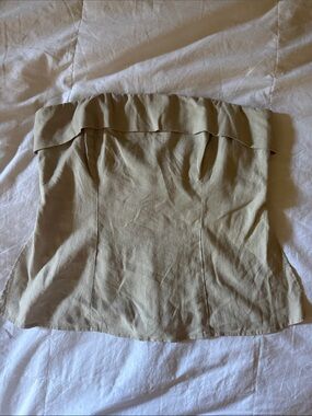 Wild Fable Strapless Tube Top Womens Size M Beige Linen Blend Smocked Back NWT